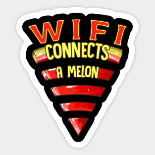 Wifi Connects A Melon Funny Watermelon Juicy Summer Fruit Sticker